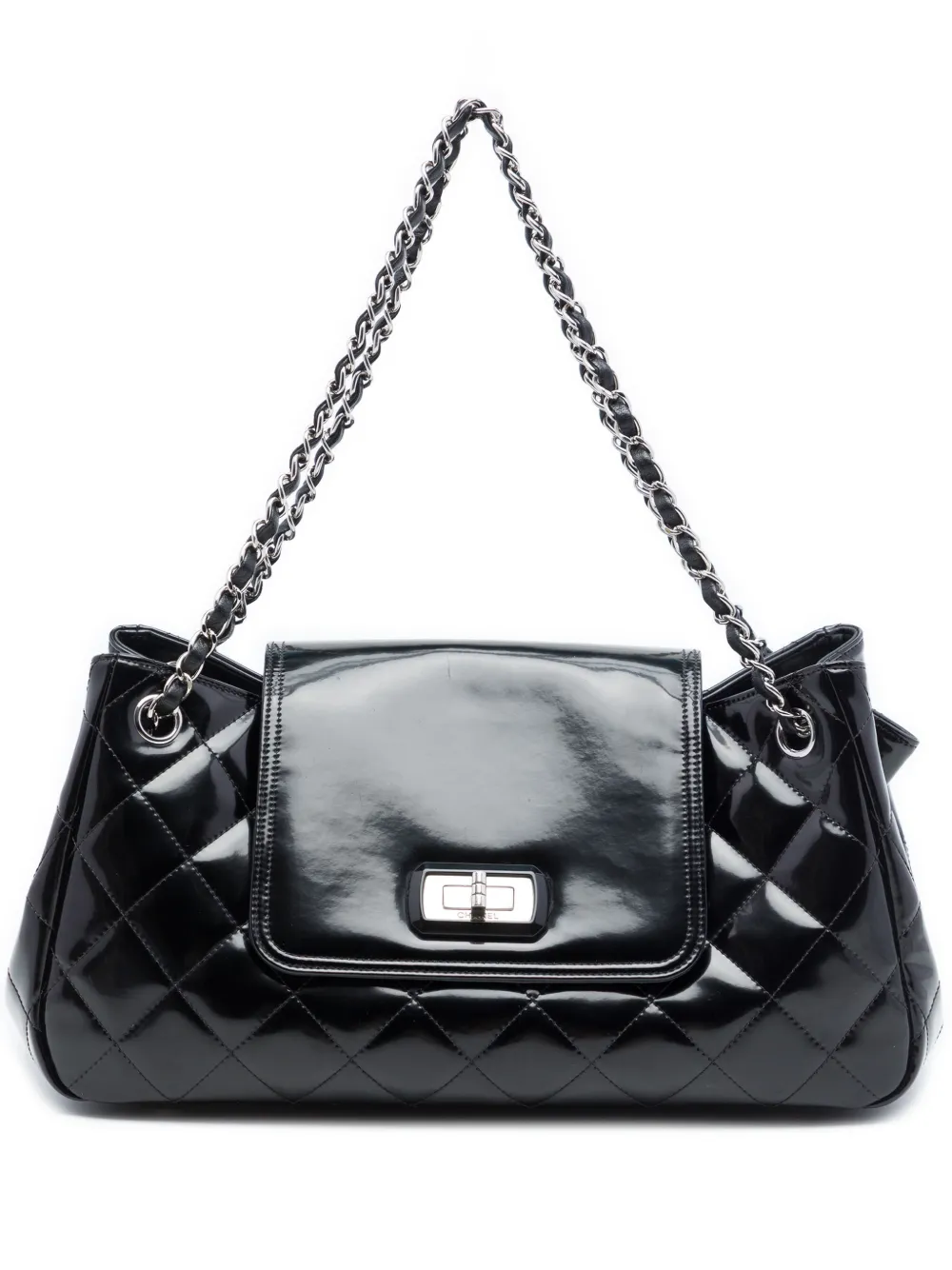 CHANEL Pre-Owned 2010-2011 Quilted Patent Reissue 2.55 Accordion Flap shoulder bag - Schwarz