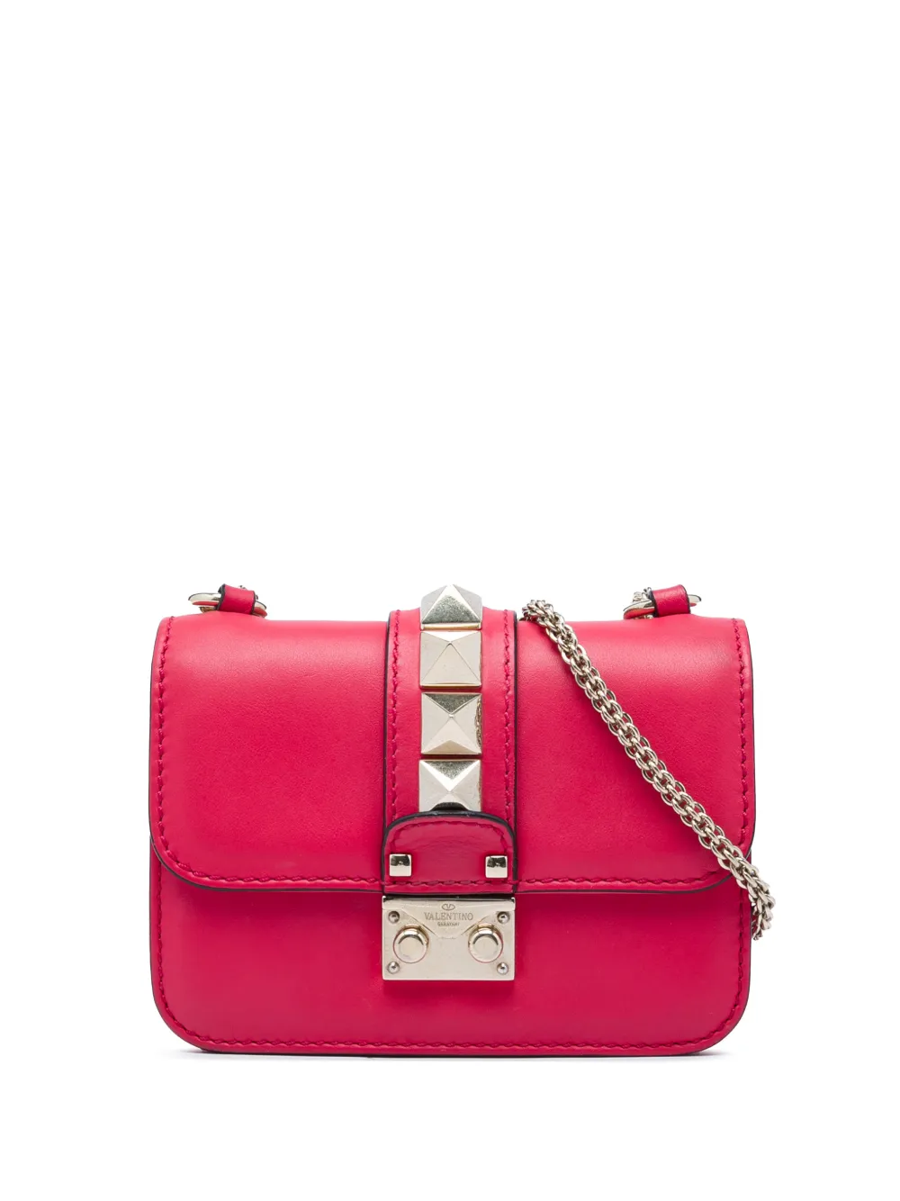 Valentino Garavani Pre-Owned 2000-2017 Mini Leather Rockstud Glam Lock crossbody bag - Rosa