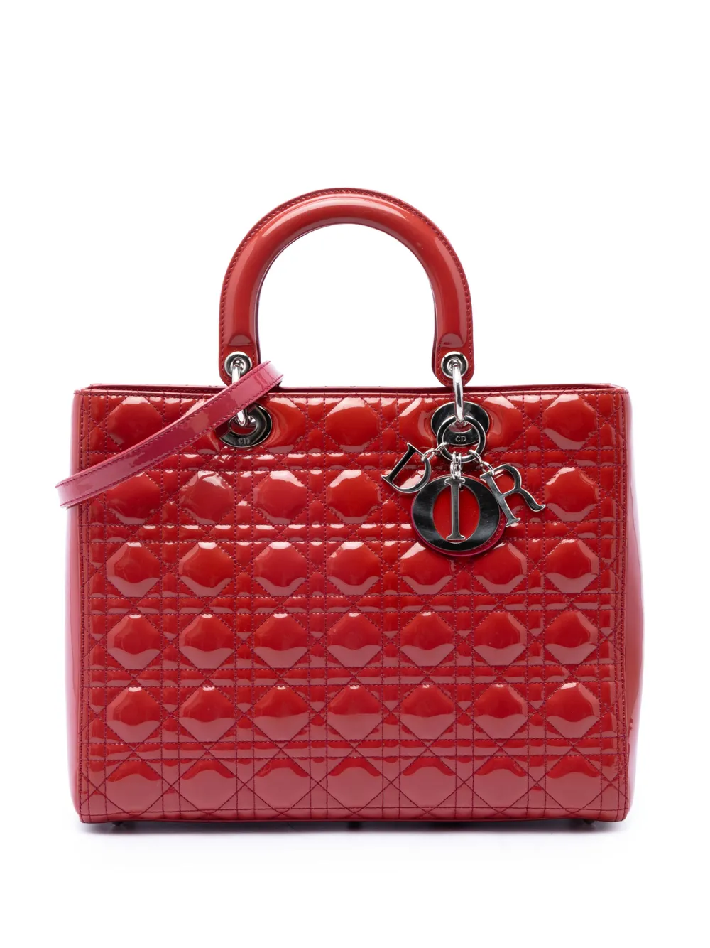 Christian Dior Pre-Owned 2010 Large Patent Cannage Lady Dior satchel - Rosa