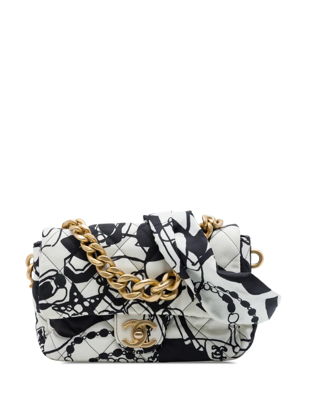 CHANEL Pre-Owned 2021-2026 Mini Printed Canvas Deer Coco Flap satchel - Bianco