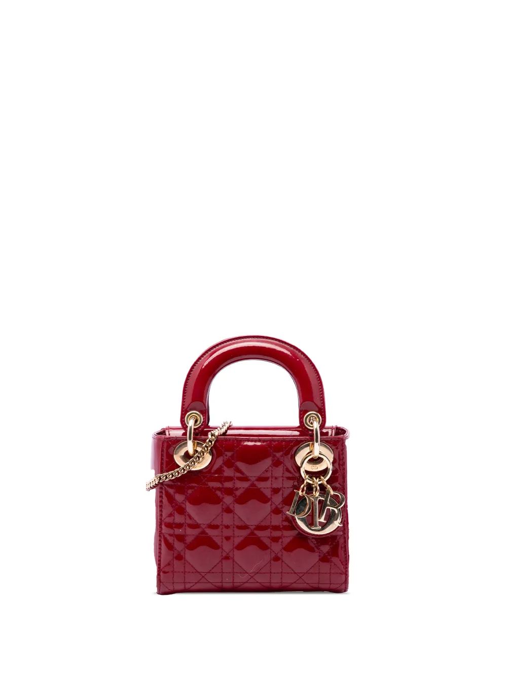 Christian Dior Pre-Owned 2018 Mini Patent Cannage Lady Dior satchel - Rot