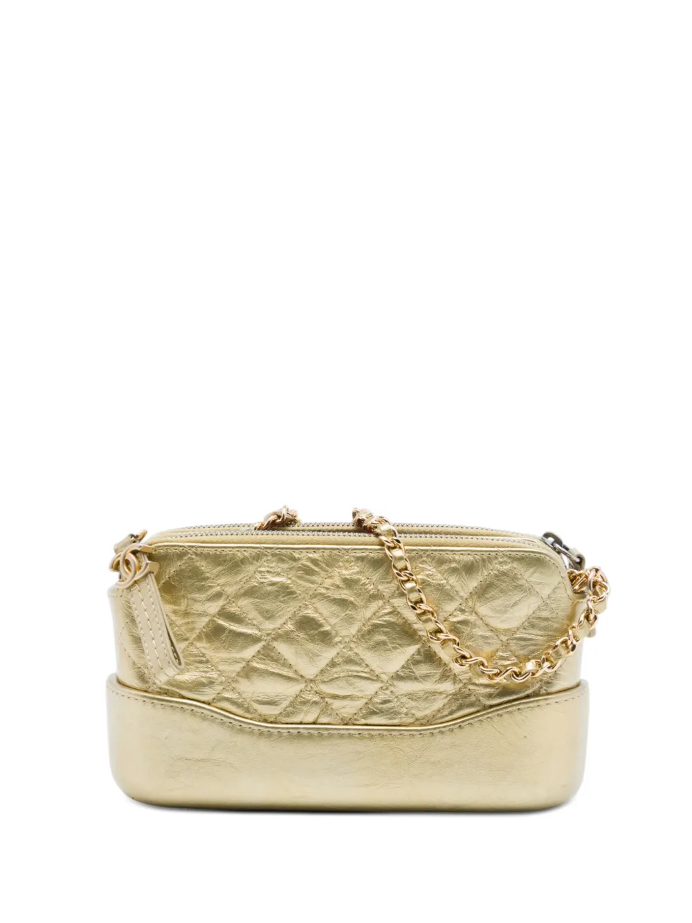 CHANEL Pre-Owned 2018 Quilted Metallic Aged Calfskin Gabrielle Clutch With Chain crossbody bag - Oro