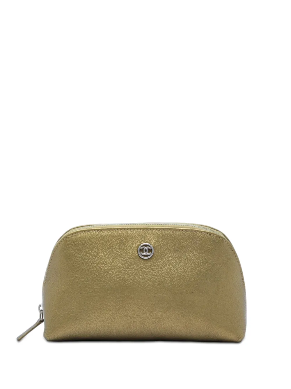 CHANEL Pre-Owned 2006-2008 CC Metallic Goatskin Cosmetic Case pouch - Oro