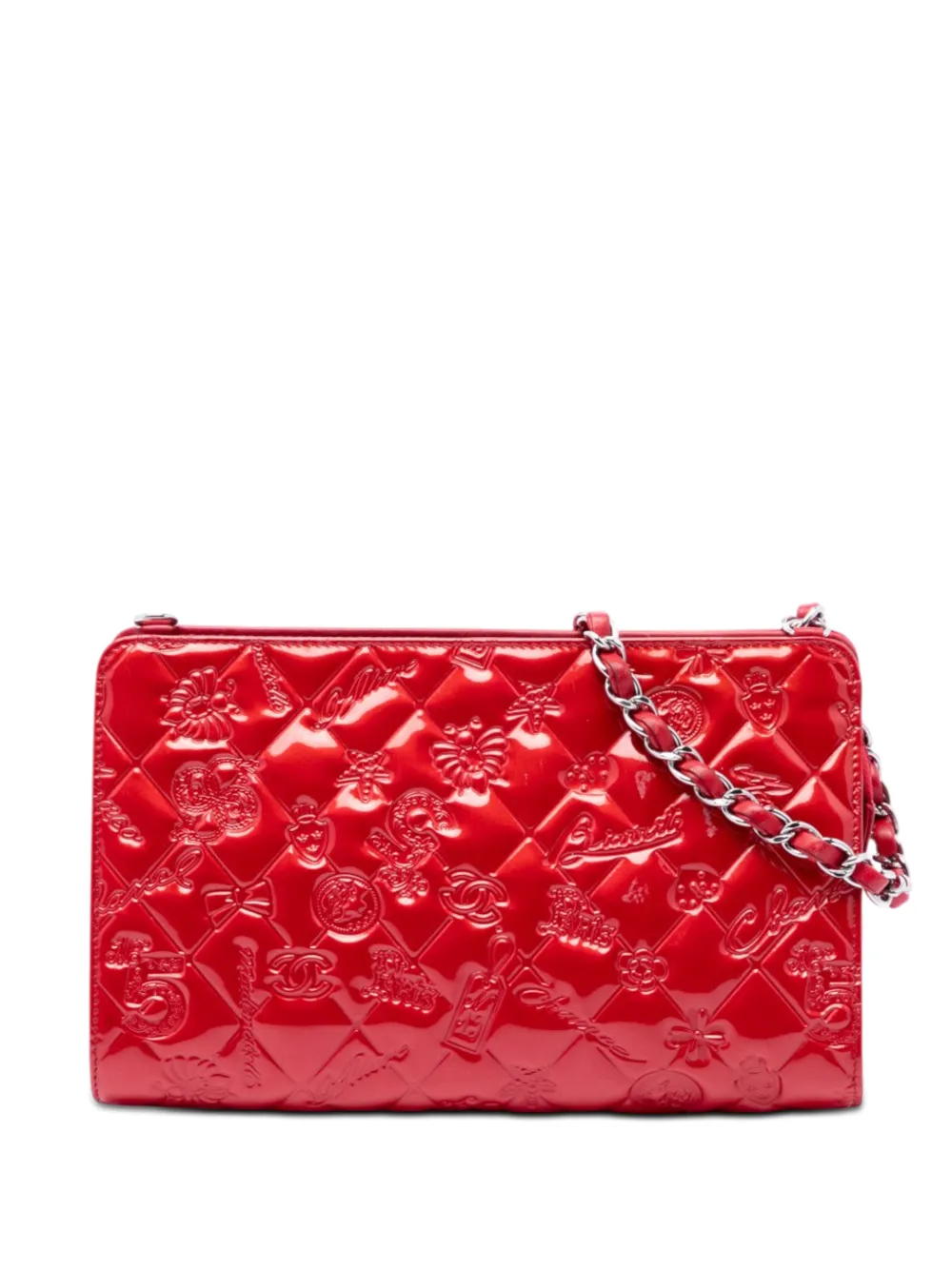 CHANEL Pre-Owned 2009-2010 Quilted Patent Embossed Lucky Symbols Pochette shoulder bag - Rosso