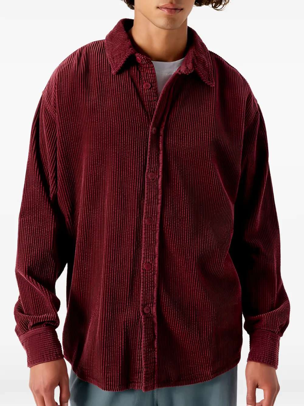 American Vintage The Padow corduroy-textured shirt Rood