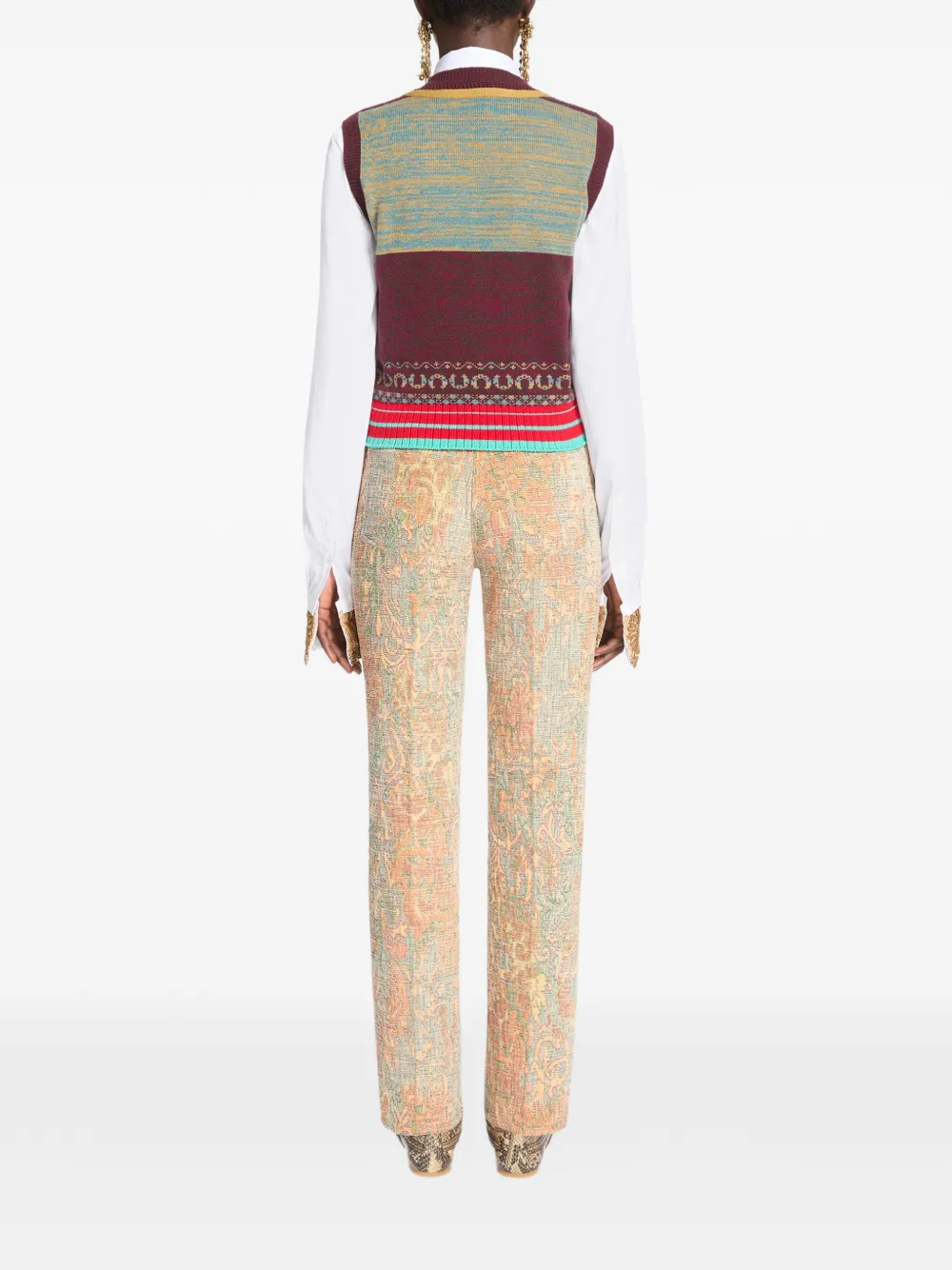 DRIES VAN NOTEN Slim-leg broek met jacquard Beige