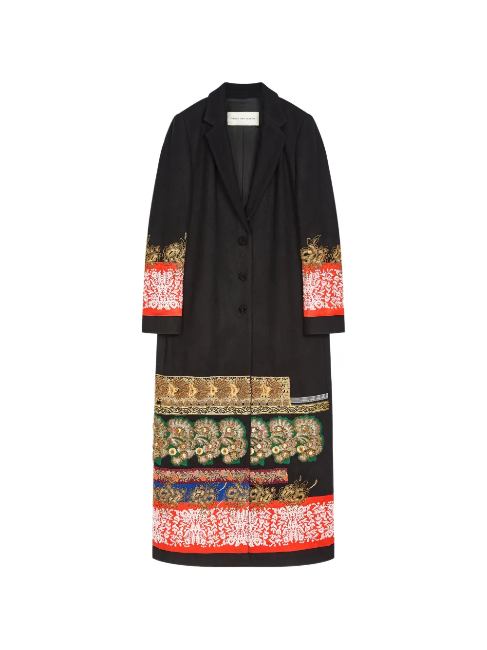DRIES VAN NOTEN embroidered wool coat