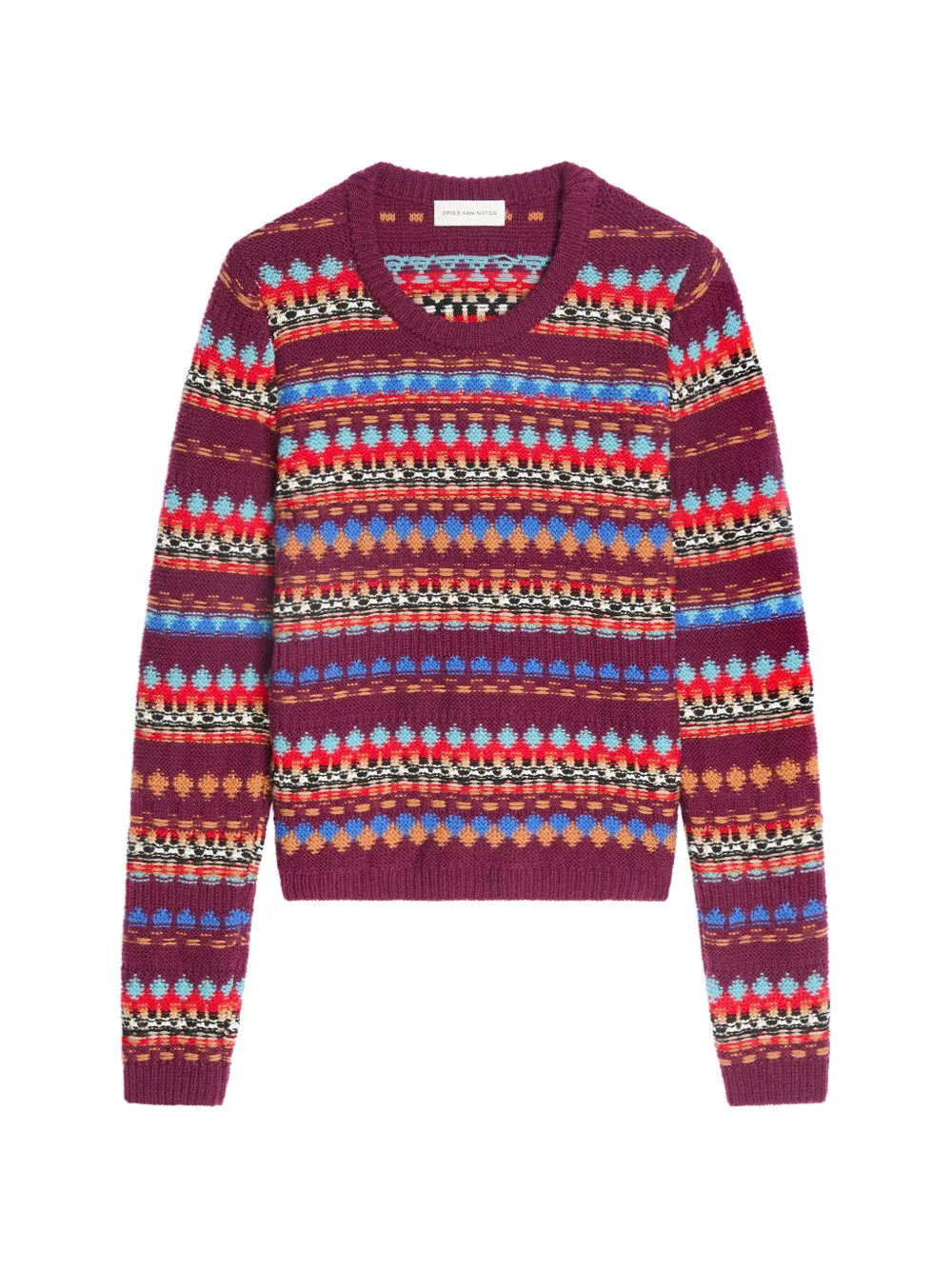 Dries Van Noten Jacquard Wool Sweater In Purple