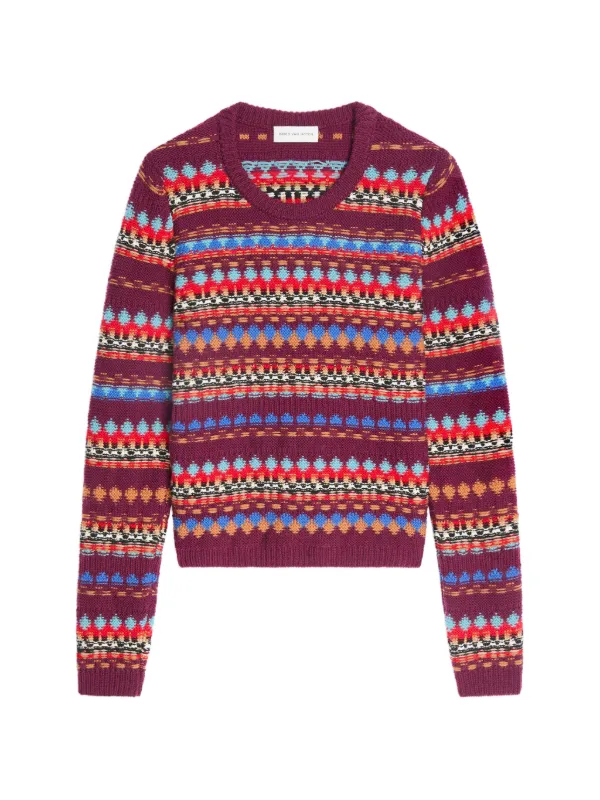 Dries Van Noten Jacquard Wool Sweater in Purple