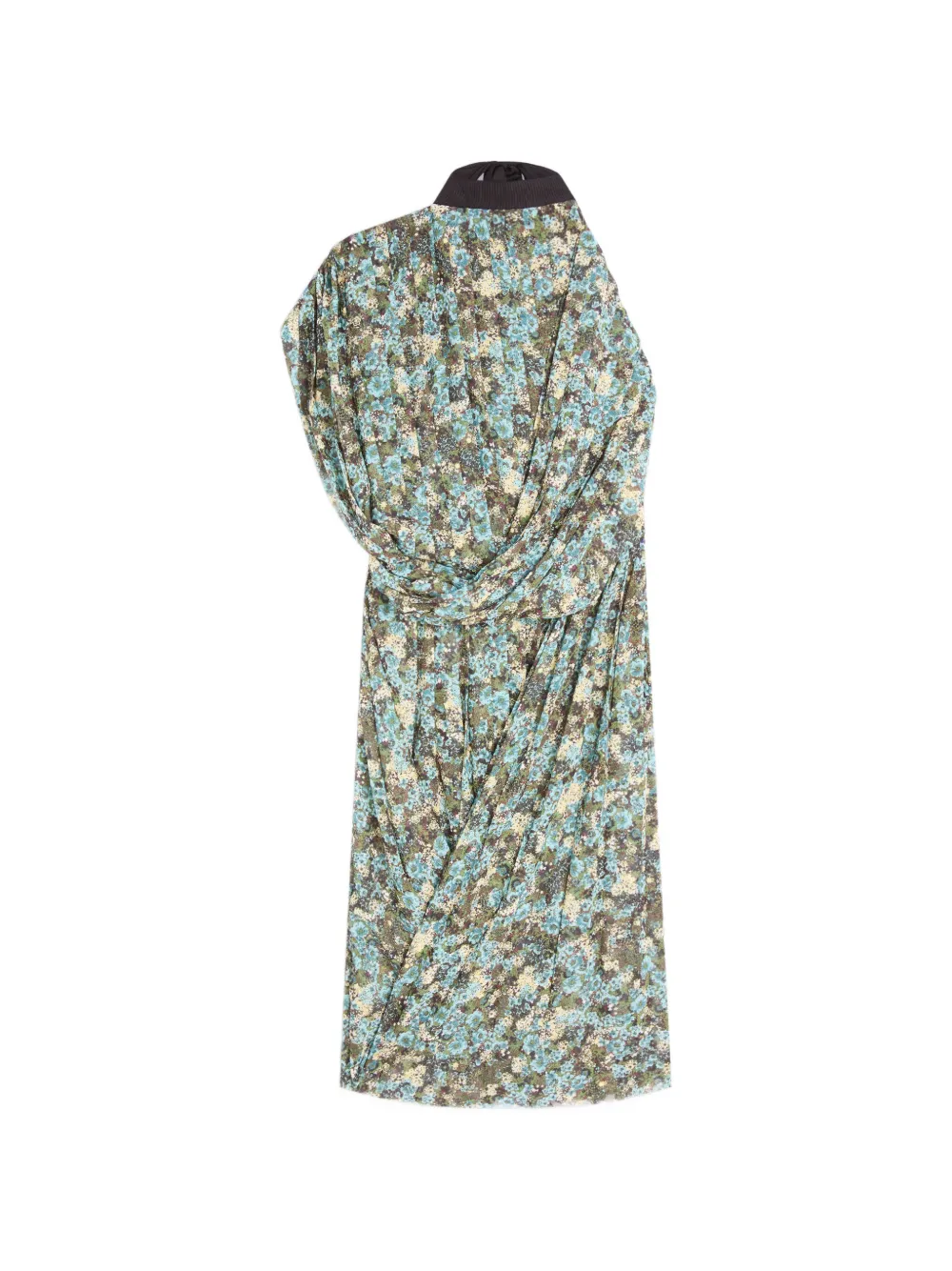 DRIES VAN NOTEN Asymmetrical Pleated Dress in Blue, view 4