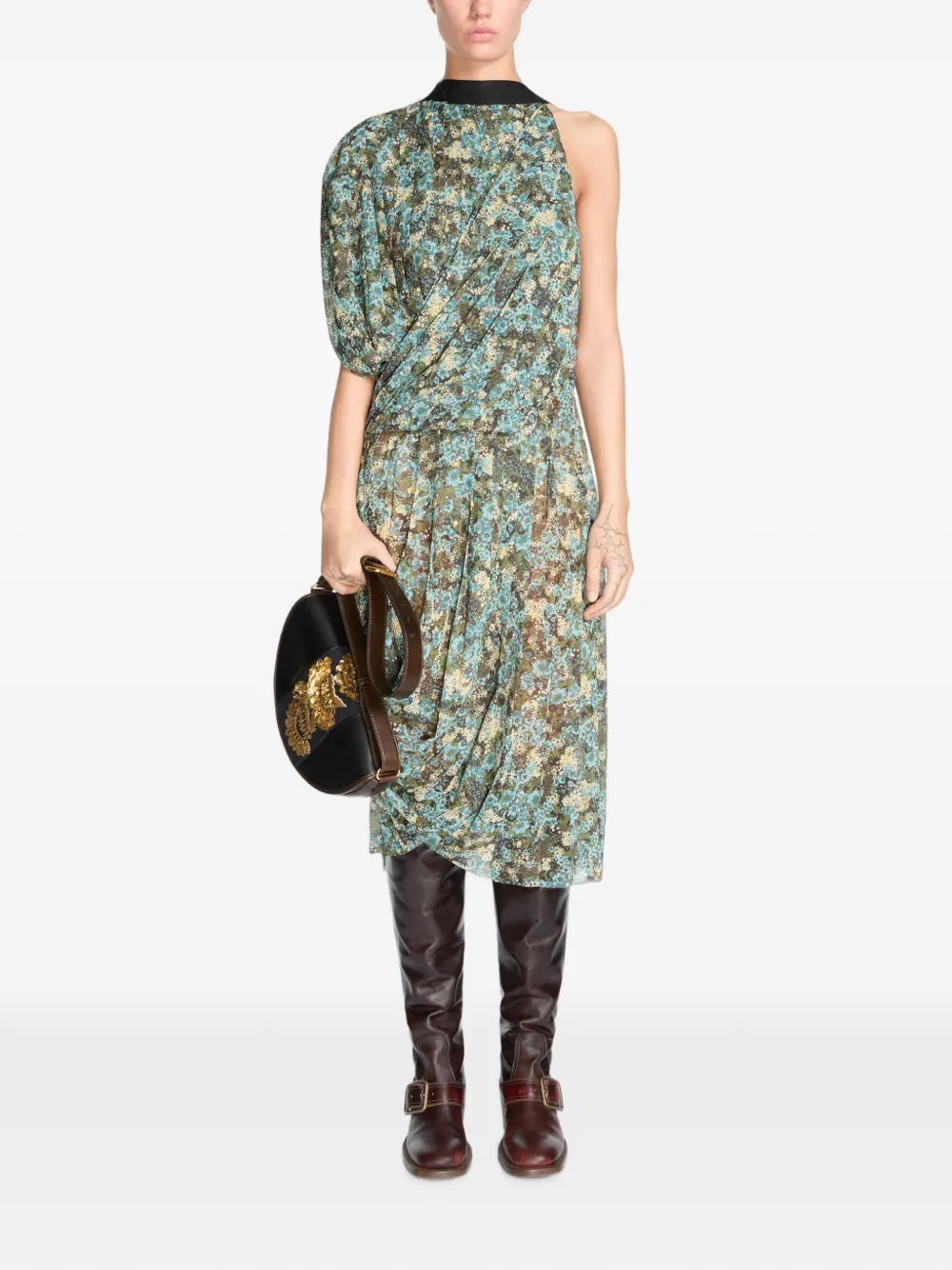 DRIES VAN NOTEN asymmetrical pleated dress