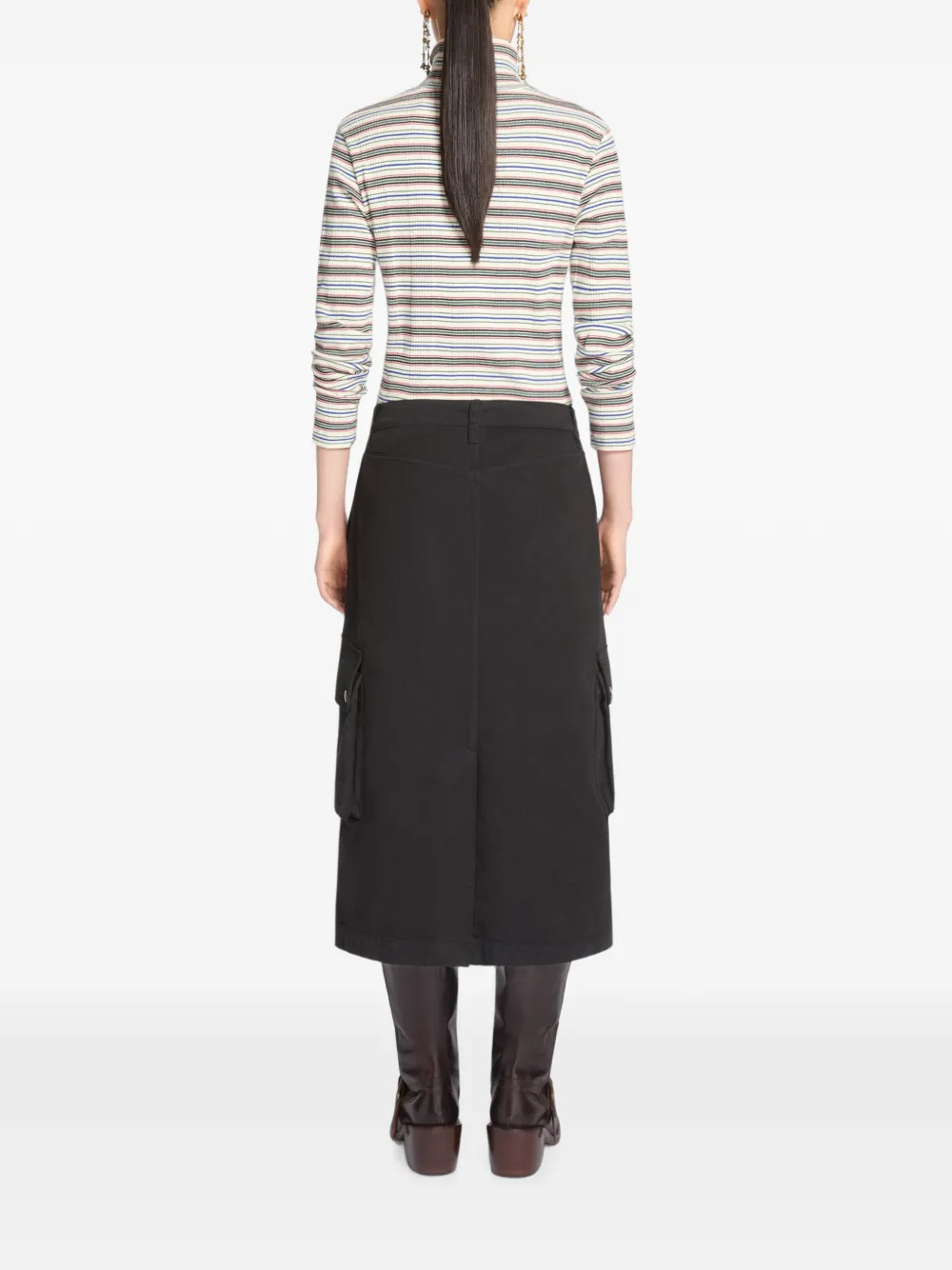DRIES VAN NOTEN Overdyed Cargo Skirt in Black, view 4