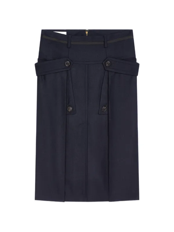 Dries Van Noten Wool Midi Skirt in Blue