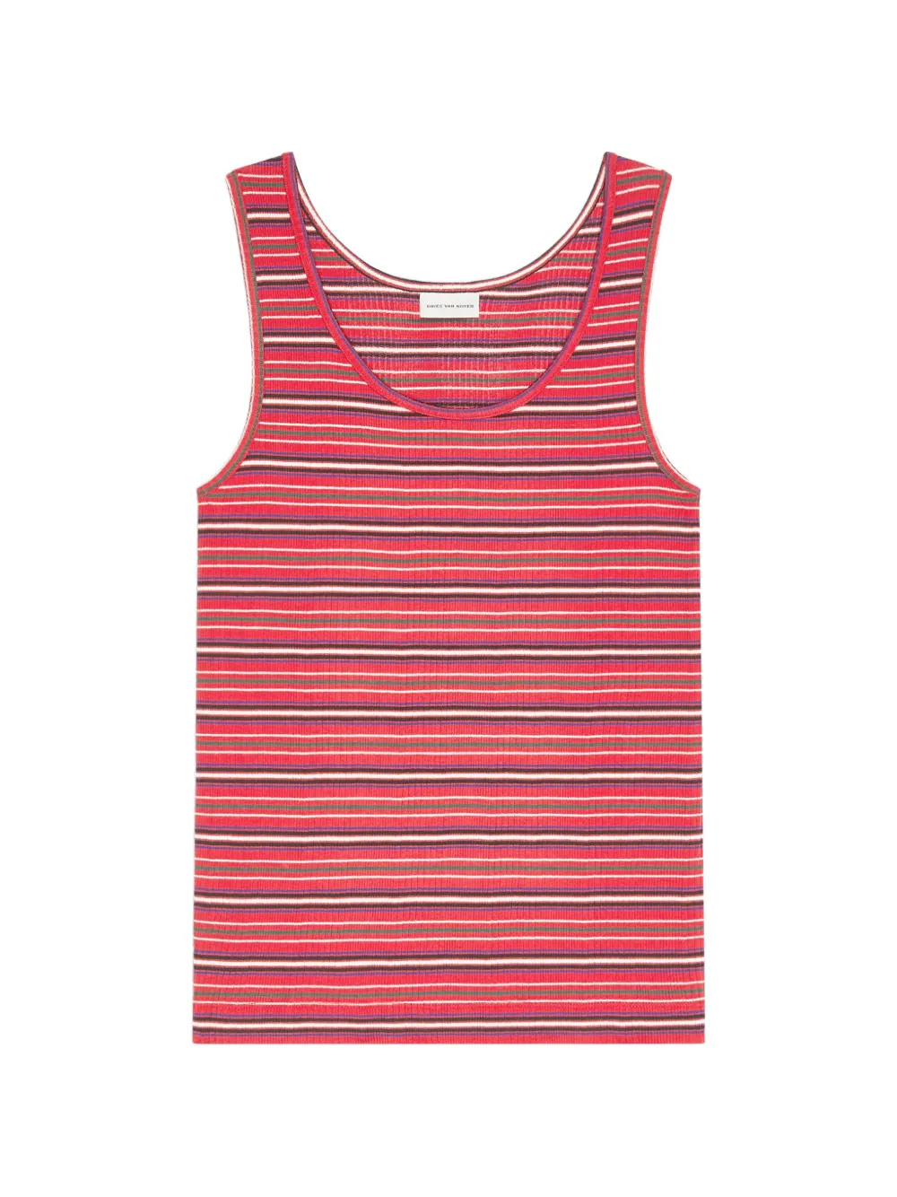 DRIES VAN NOTEN Top a coste in cotone - Rosso