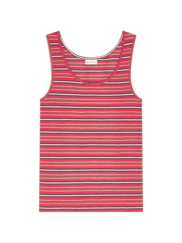 Dries Van Noten Ribbed Cotton Tank Top in Red