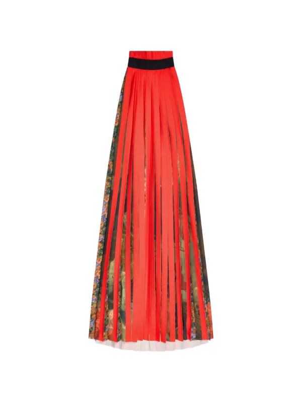 Dries Van Noten Printed Pleated Dress in Red