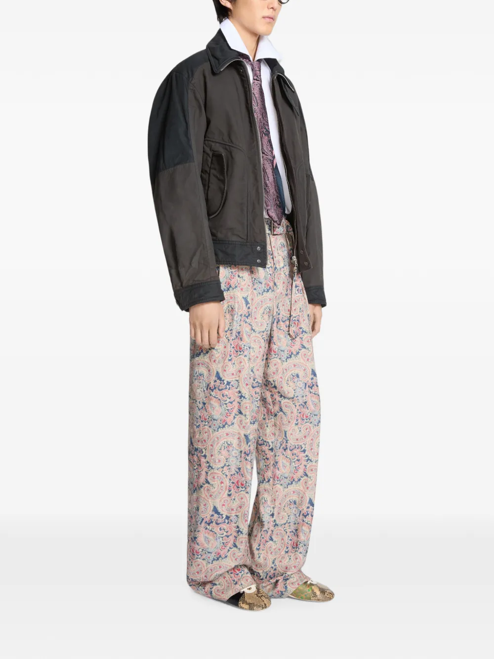 DRIES VAN NOTEN Geverfd katoenen jack Grijs