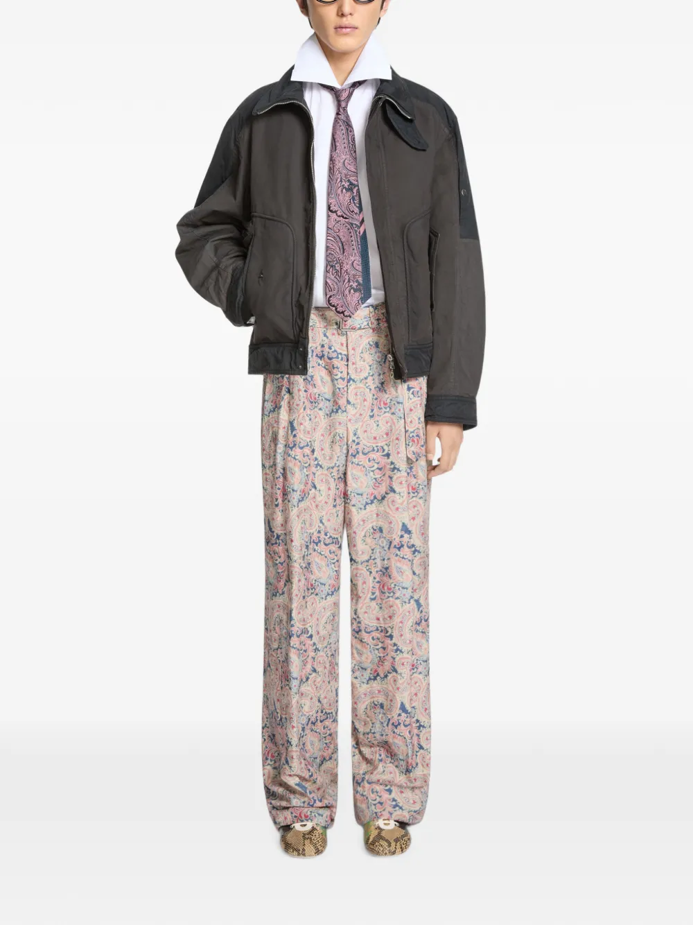 DRIES VAN NOTEN Geverfd katoenen jack Grijs
