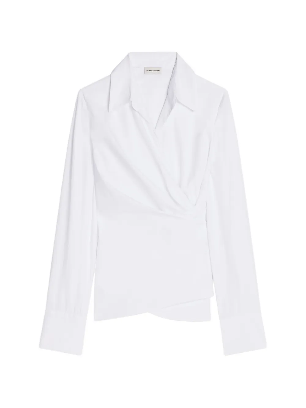 Dries Van Noten Fitted Cotton Wrap Shirt In White
