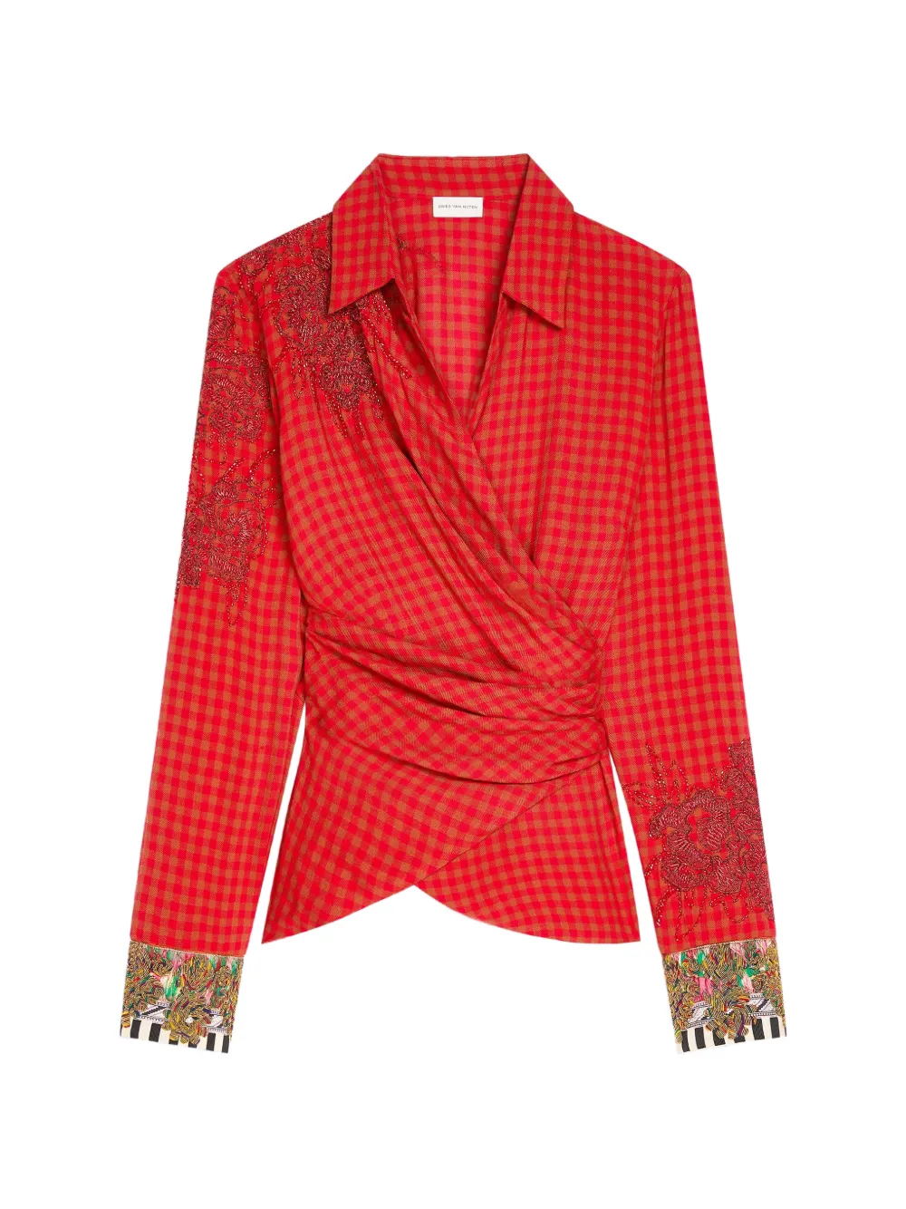 DRIES VAN NOTEN embroidered wrap shirt