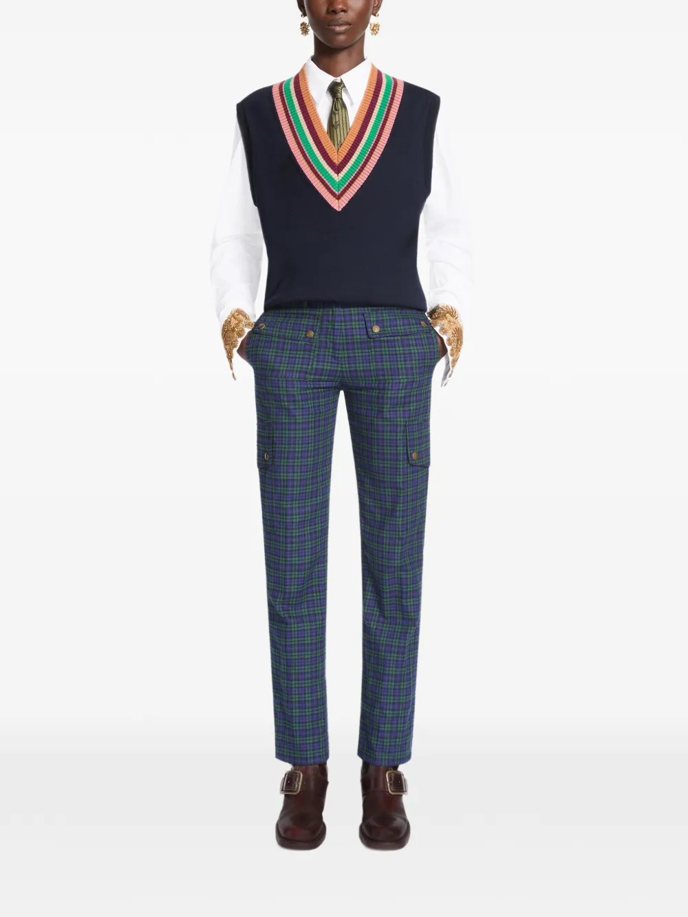 DRIES VAN NOTEN Flanellen katoenen-broek met smalle pijpen Blauw