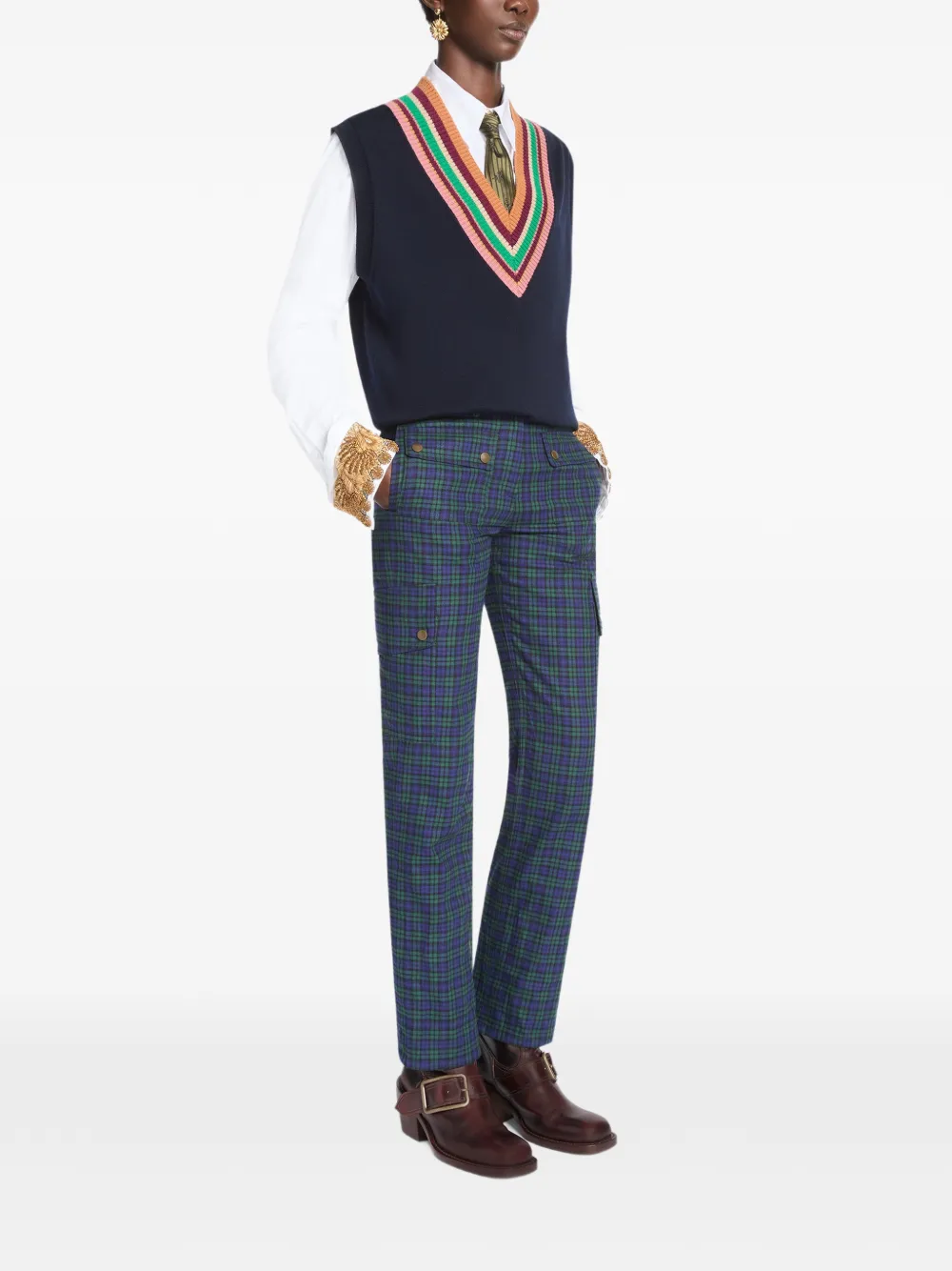 DRIES VAN NOTEN Flanellen katoenen-broek met smalle pijpen Blauw