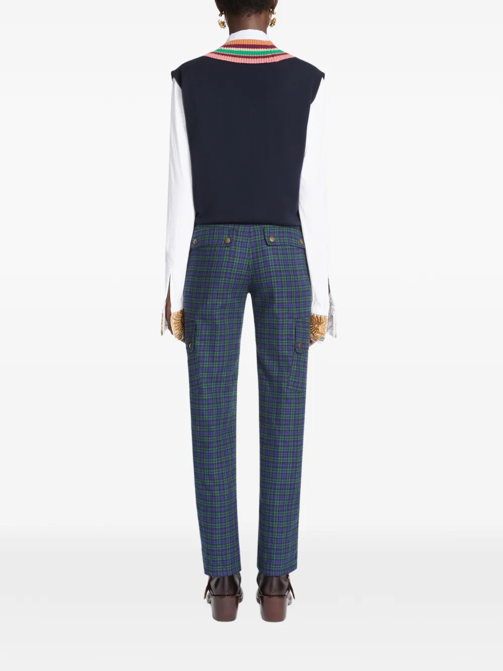 DRIES VAN NOTEN Flanellen katoenen-broek met smalle pijpen Blauw