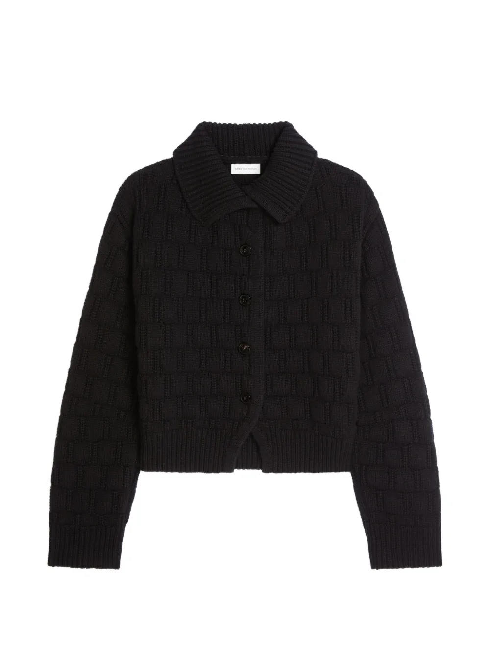 Dries Van Noten Textured Wool Cardigan In Black