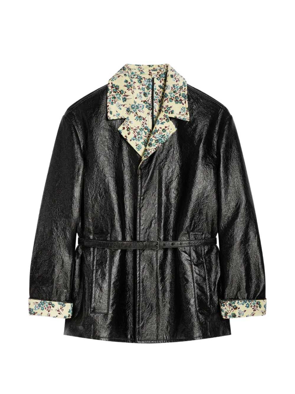 DRIES VAN NOTEN coated belted jacket - Nero
