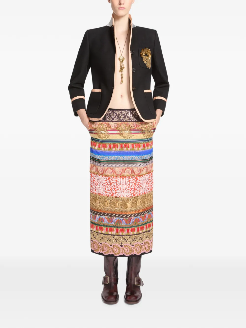 Dries Van Noten Embroidered Wool Blazer In Black