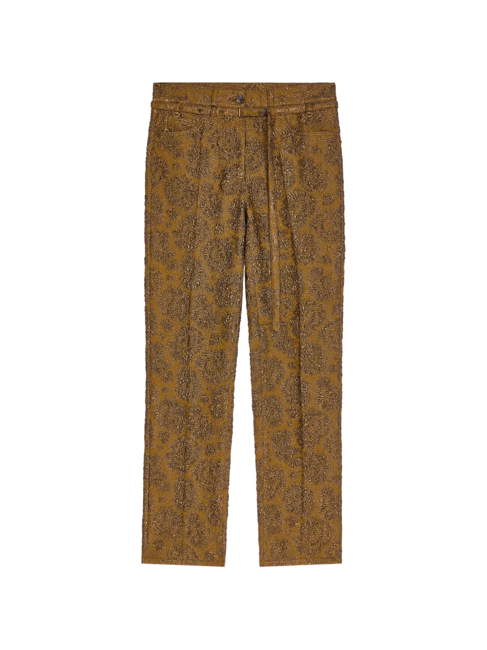 Dries Van Noten Slim-leg Jacquard Pants In Brown