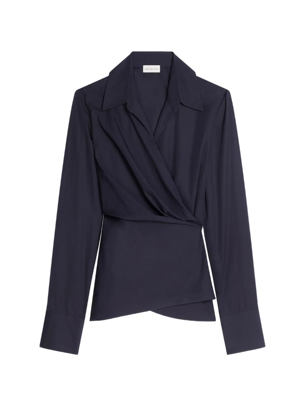 Dries Van Noten Fitted Cotton Wrap Shirt In Blue