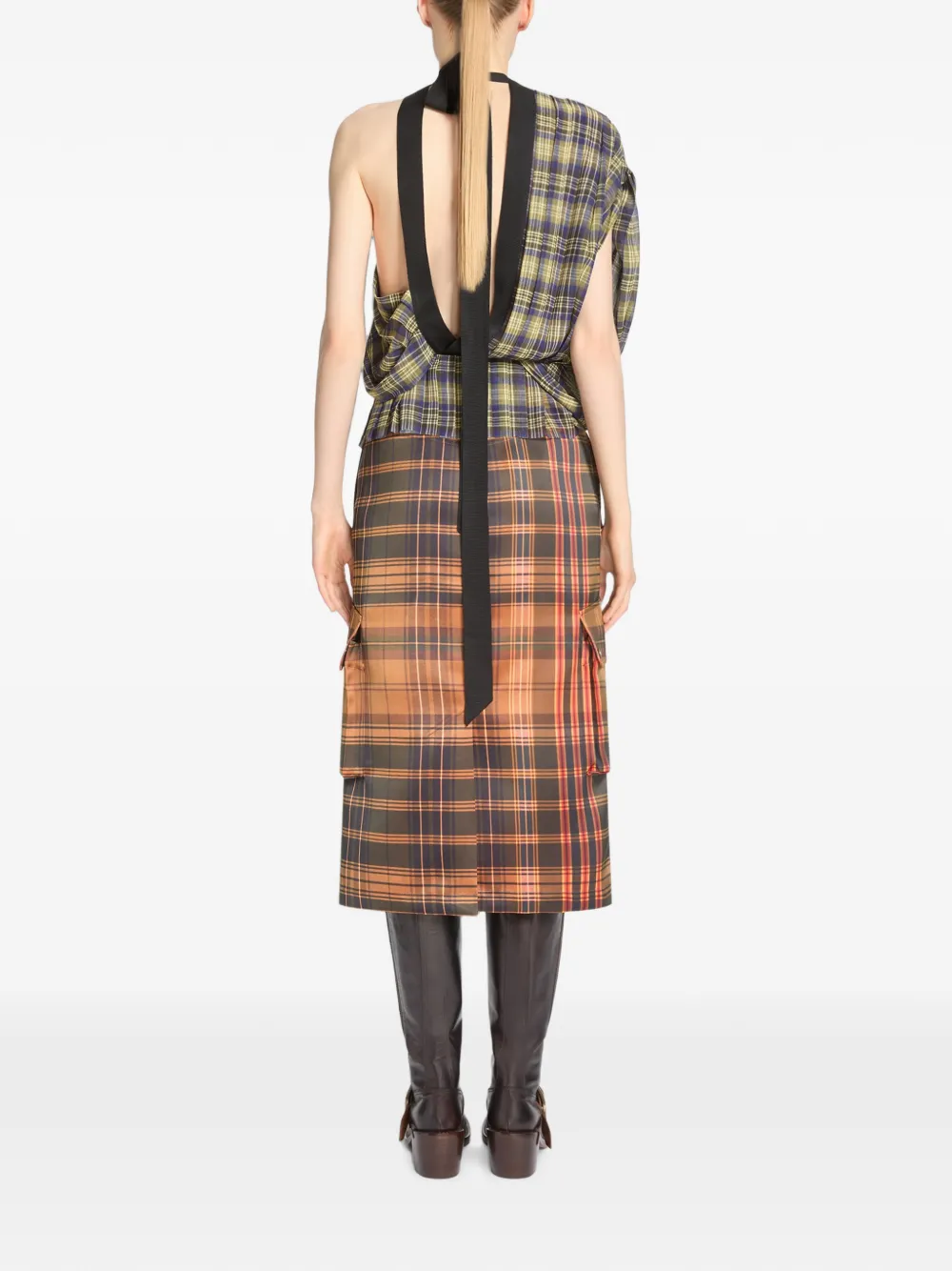 DRIES VAN NOTEN Geruite cargo rok Bruin