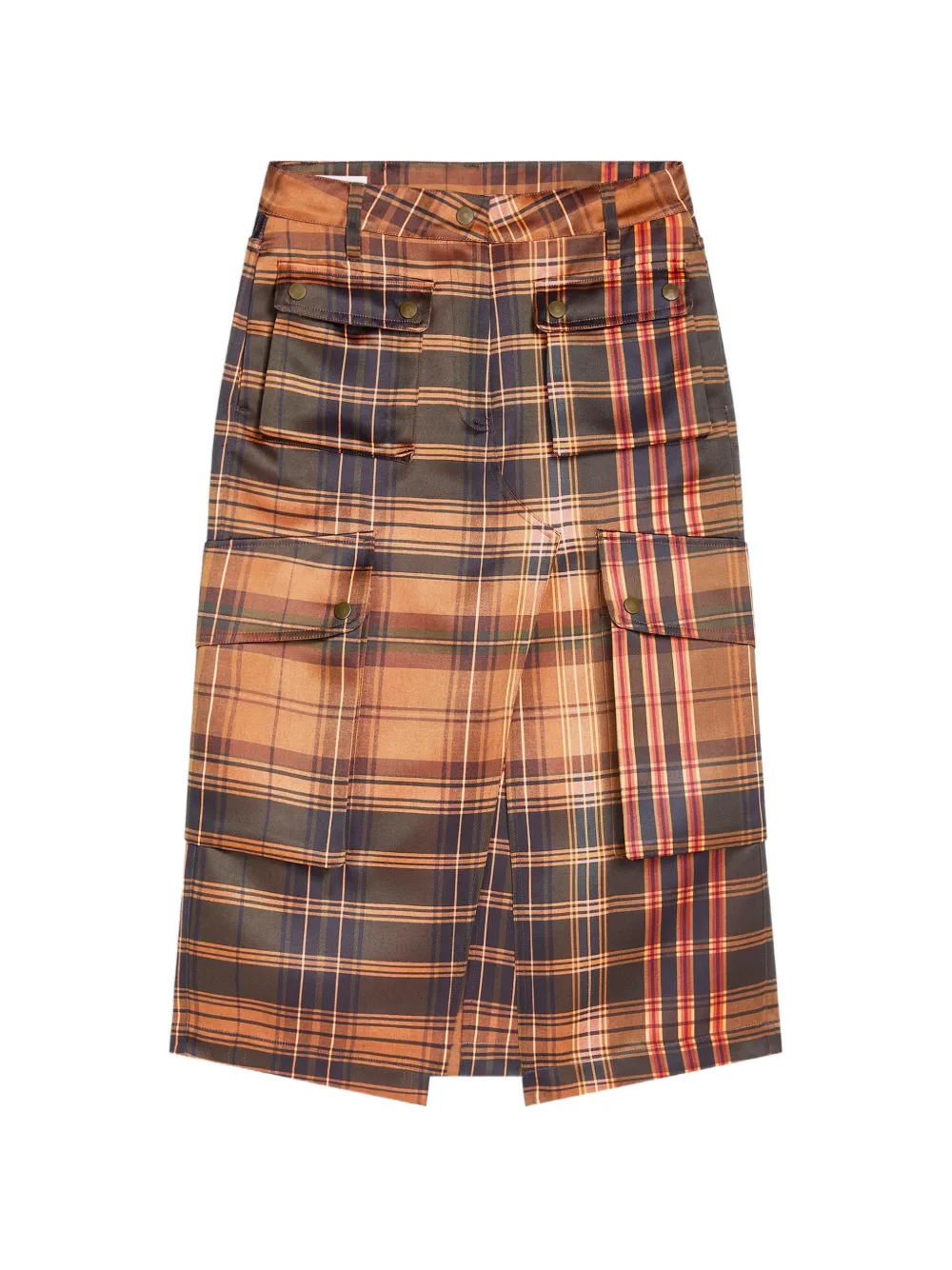 DRIES VAN NOTEN Gonna midi a quadri - Marrone