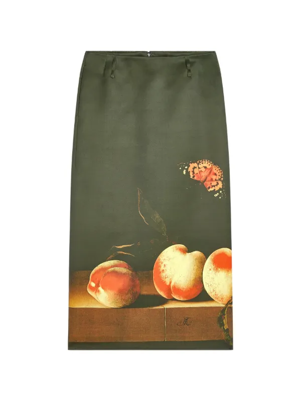 Dries Van Noten Long Printed Skirt in Green