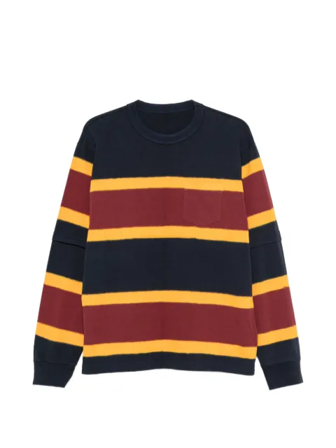 sacai striped-knit layered-sleeve sweater