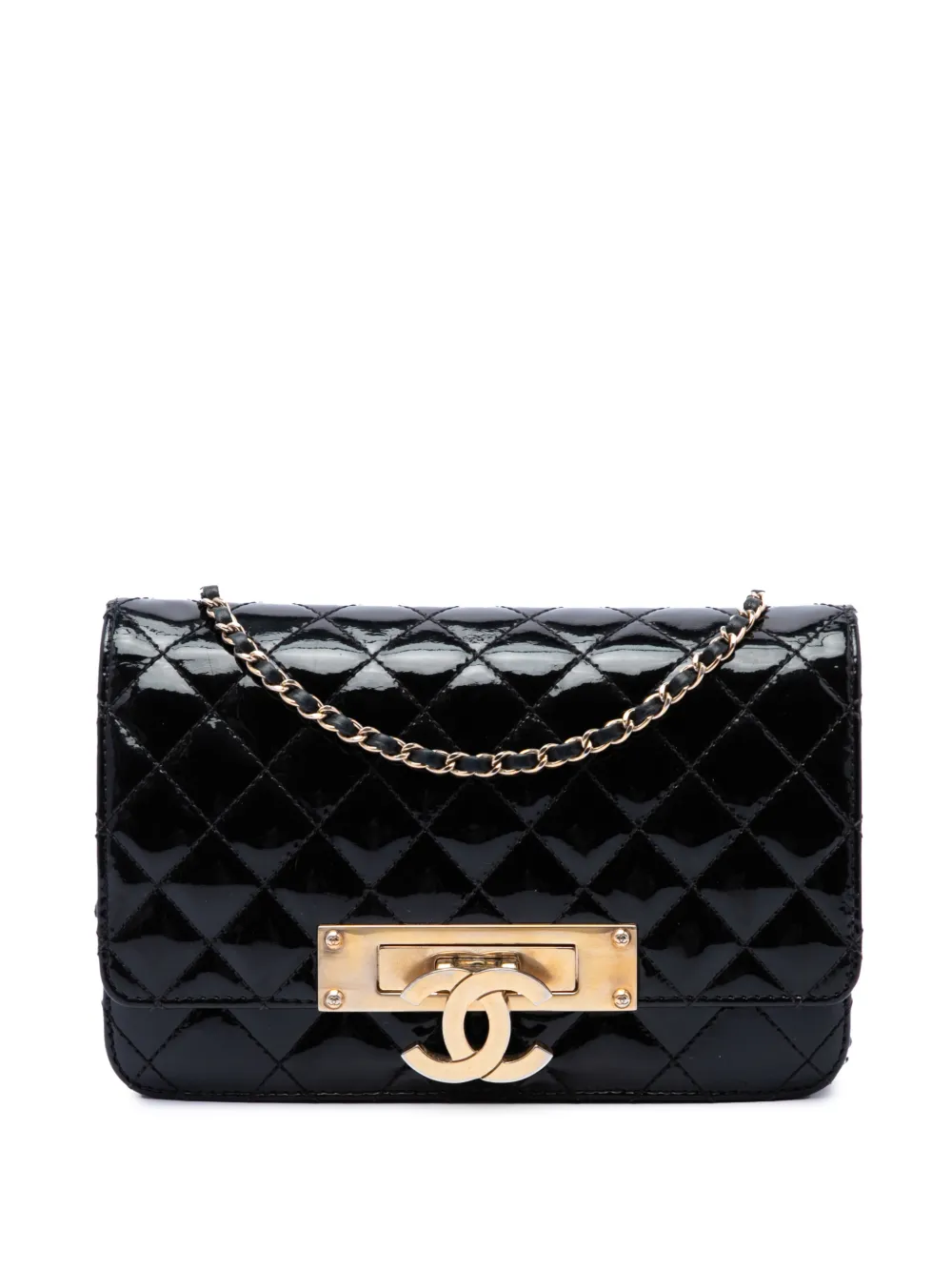 CHANEL Pre-Owned 2014 Quilted Patent Golden Class Wallet on Chain crossbody bag - Nero