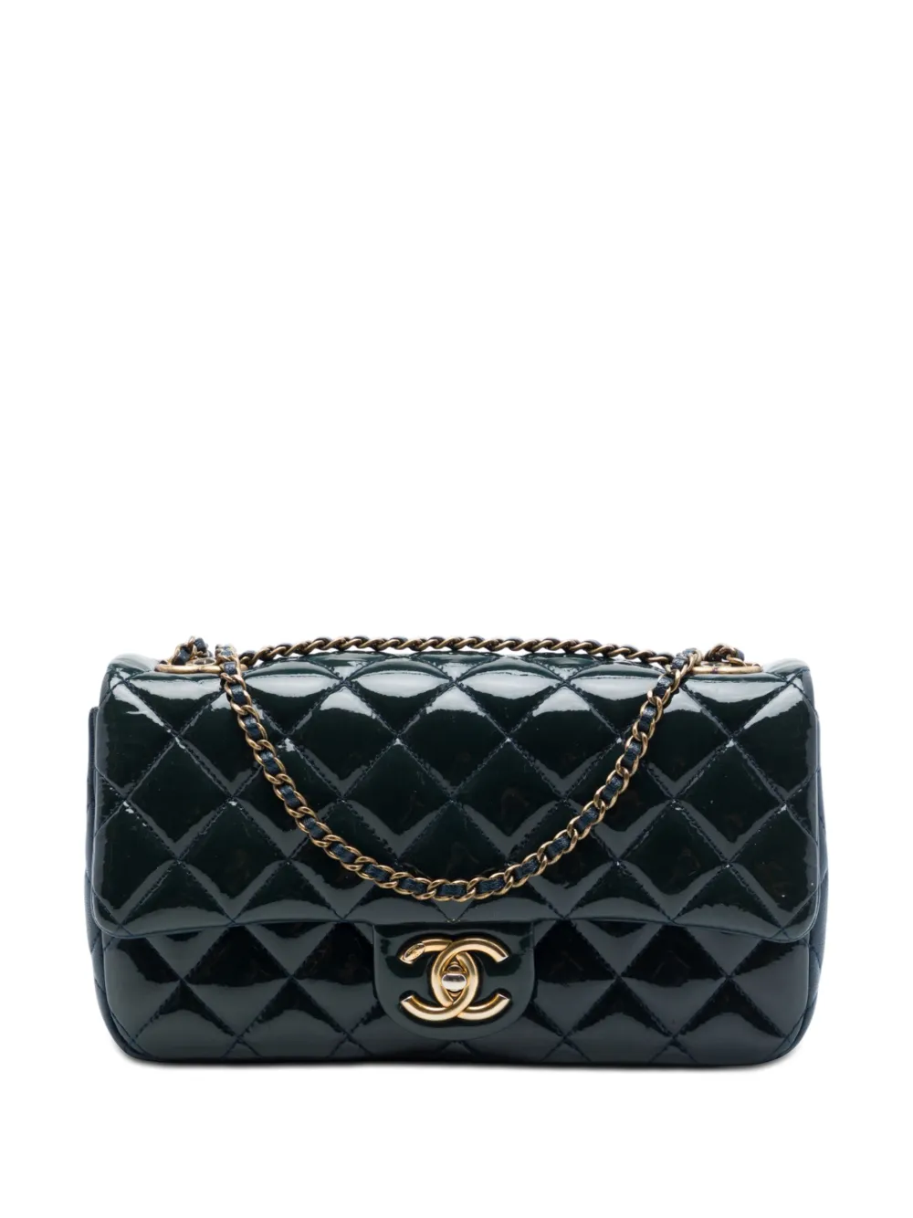 CHANEL Pre-Owned 2015-2026 Paris Salzburg Medium Patent and Goatskin CC Eyelet Flap crossbody bag - Blu