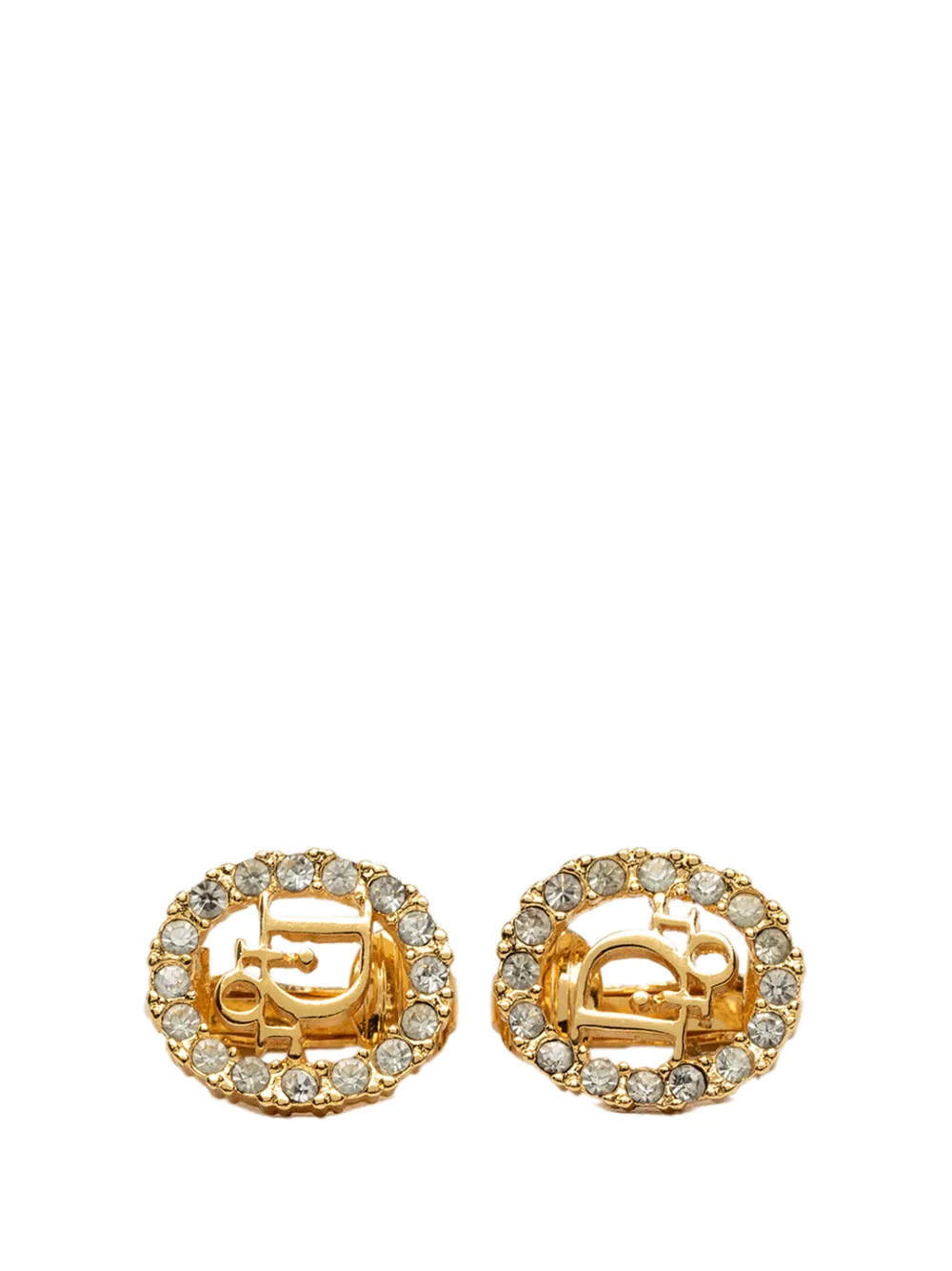 Christian Dior Pre-Owned 20th Century Gold Plated Strass Logo Clip On Earrings costume earrings