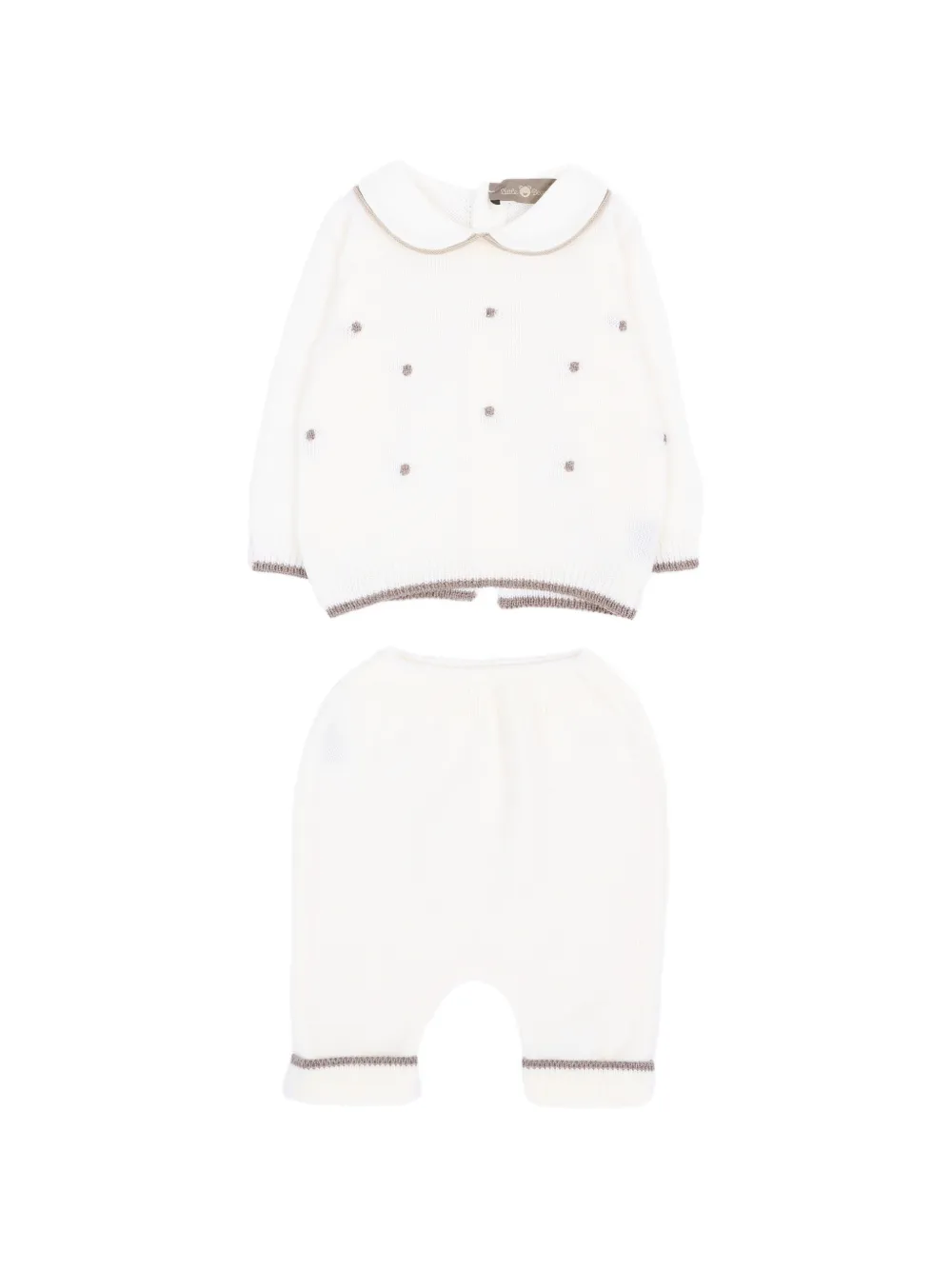 Little Bear embroidered peter pan trousers (set of two) - Bianco