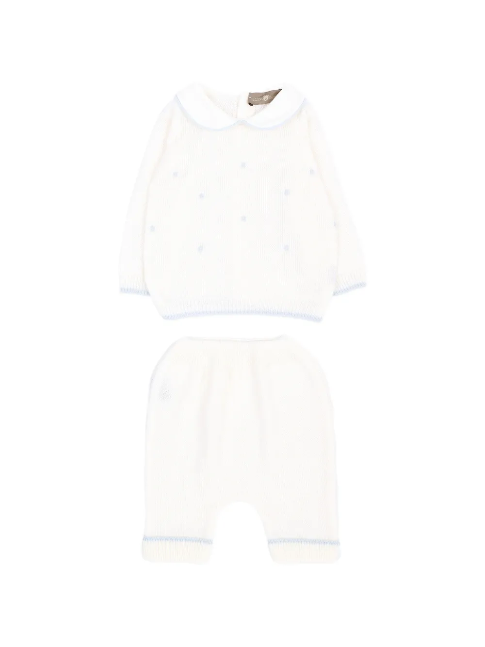 Little Bear polka-dot peter pan collar trousers (set of two) - Bianco