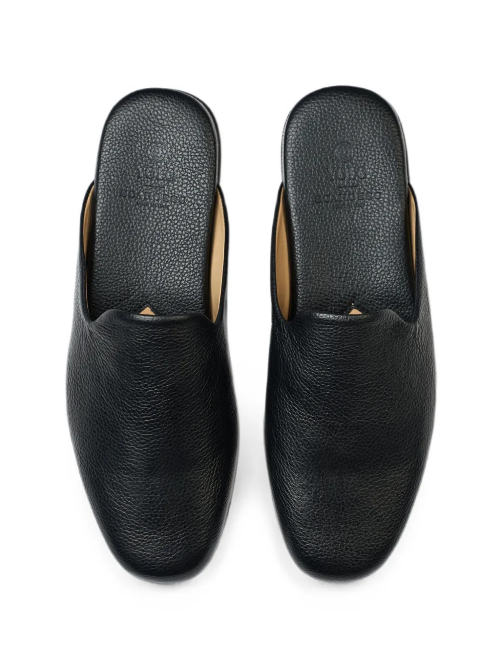 Scarosso Atlas rravel leather slippers Zwart