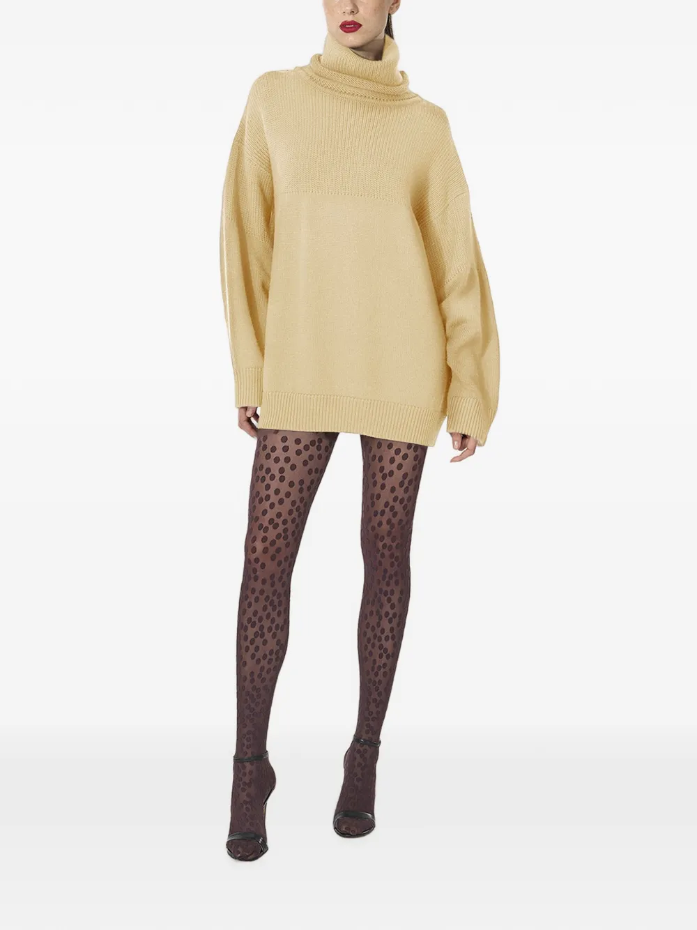 Wolford Luxe ribgebreide coltrui Geel