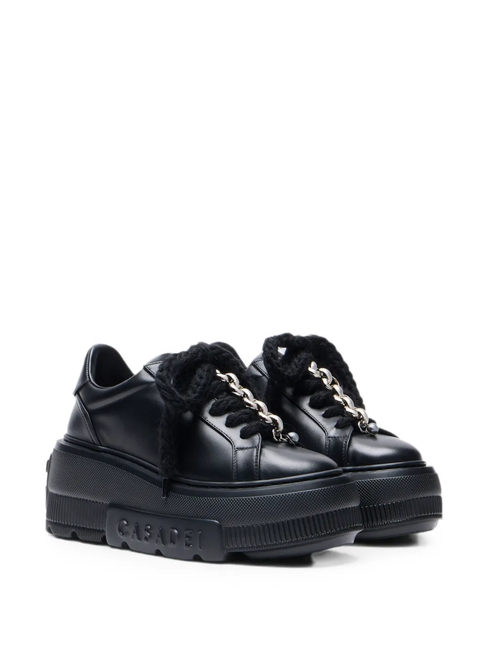Casadei Nexus Peak chain-detail leather sneakers Zwart