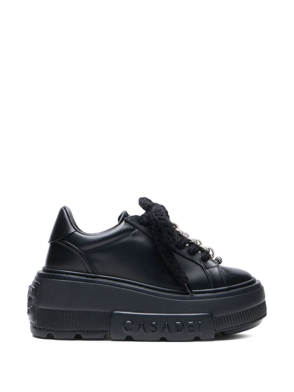 Casadei Nexus Peak chain-detail leather sneakers Zwart