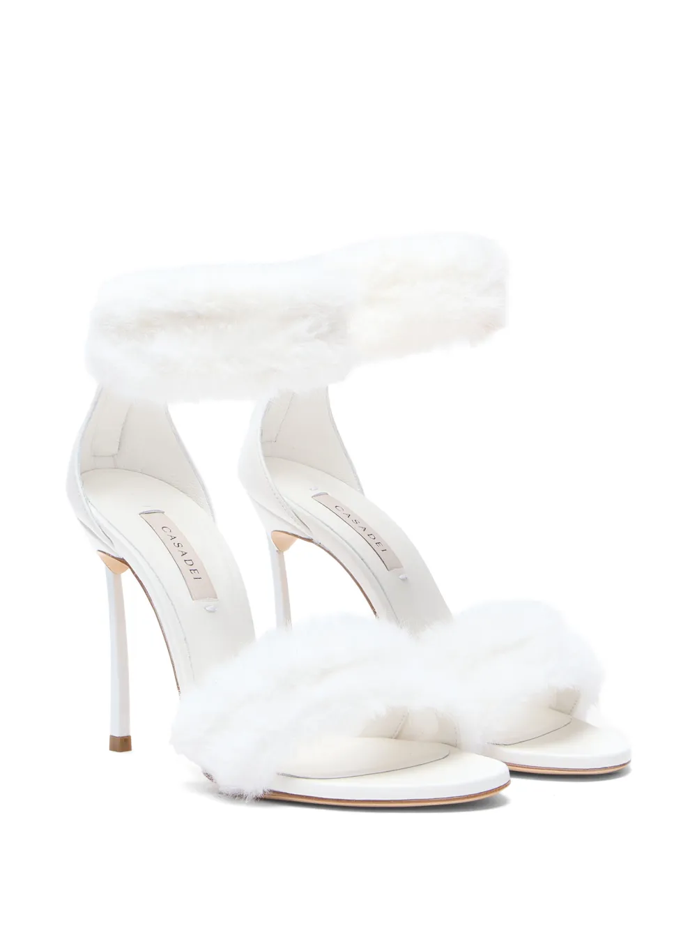 Casadei Blade Diva Minorca faux-fur sandals Wit