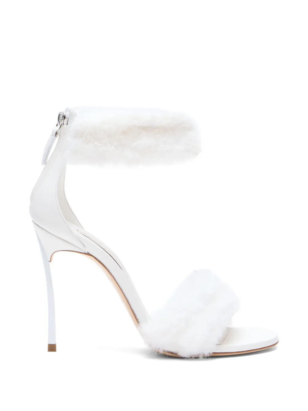 Casadei Blade Diva Minorca faux-fur sandals Wit