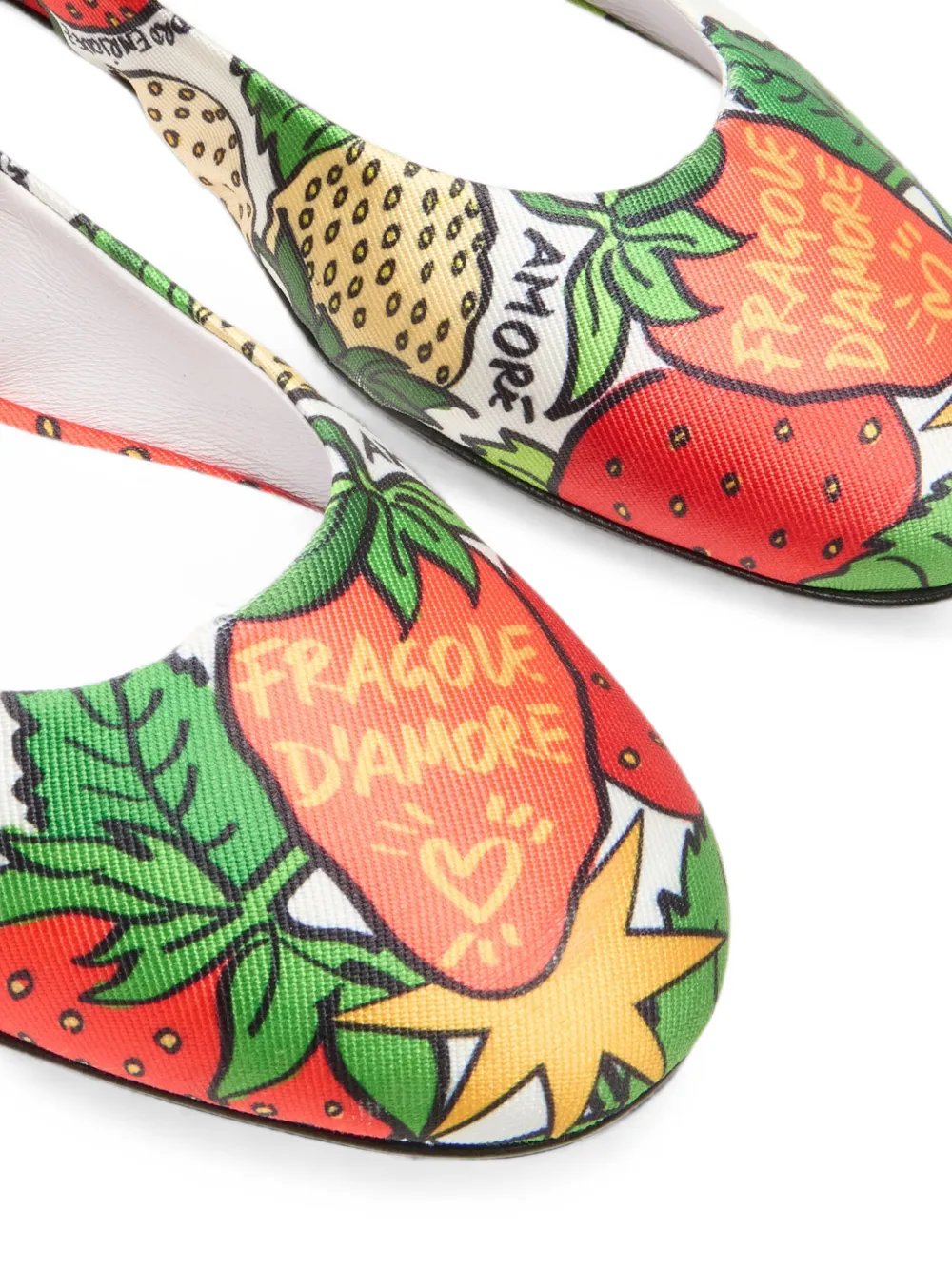 Casadei x Enriquez Ballet Love Strawberries crystal-embellished ballet flats Wit