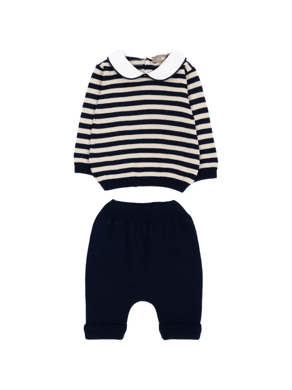 Little Bear striped Peter Pan collar set - Blau