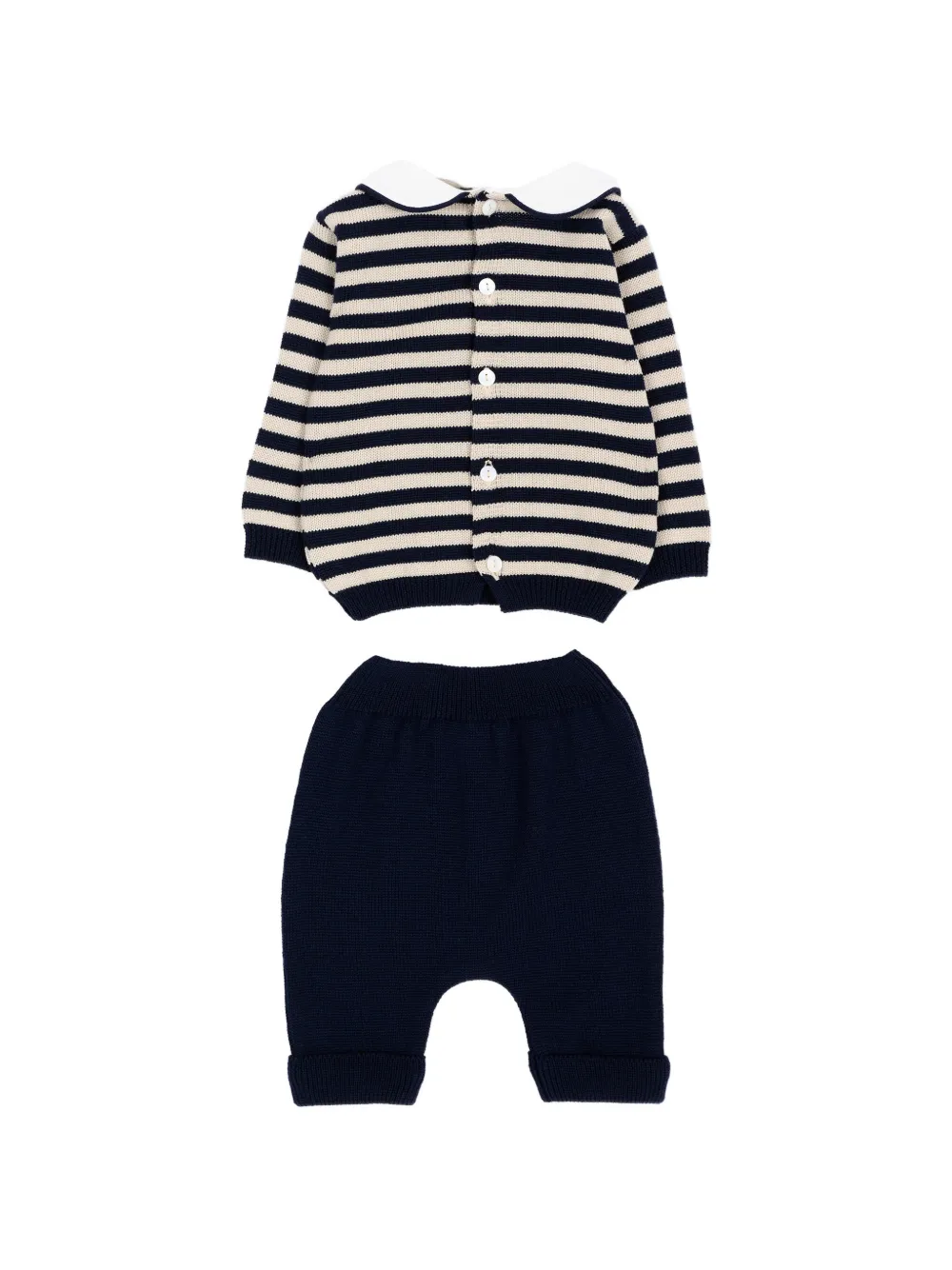 Little Bear Set met gestreepte Peter Pan kraag Blauw